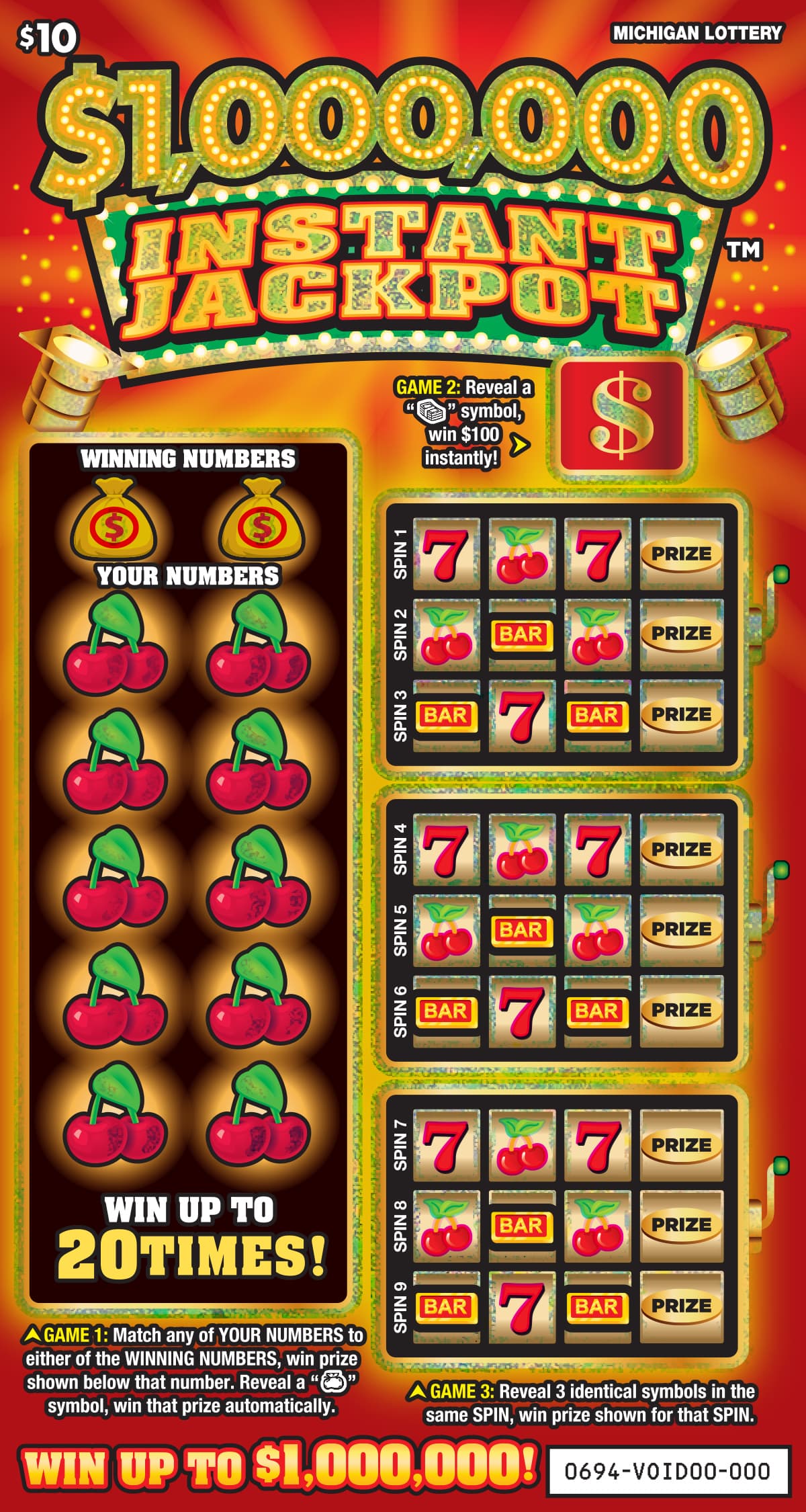$1,000,000 INSTANT JACKPOT